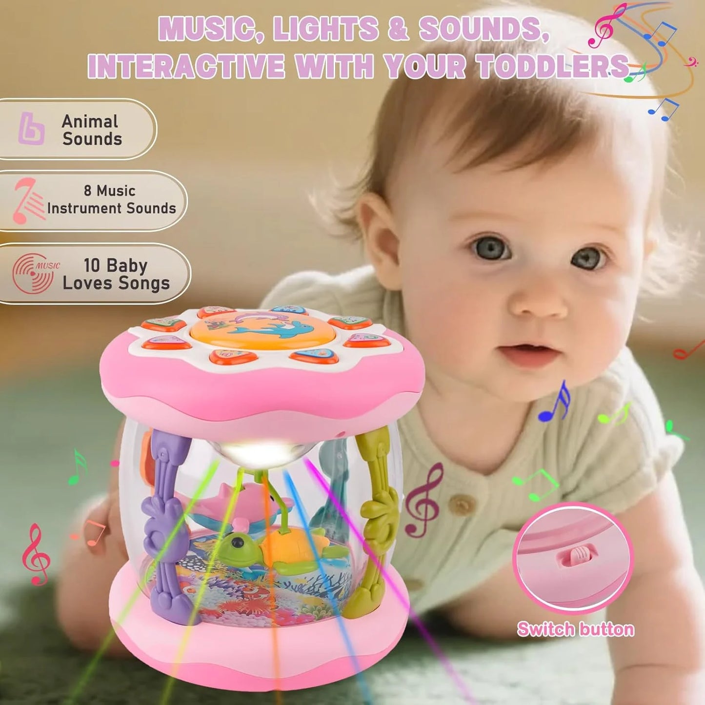 Interactive Music Light Roller Toy