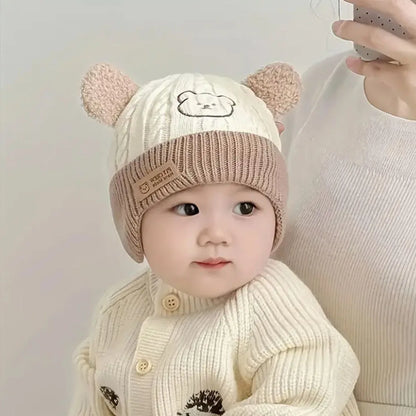 Bear Knit Baby Hat with Earflaps