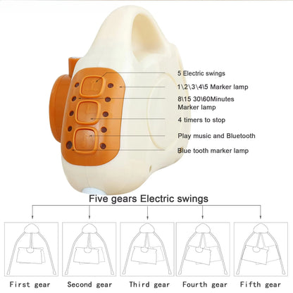 Electric Baby Swing Cradle — 5 Speeds, Bluetooth Lullabies, Remote
