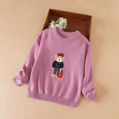 Girls Cartoon Knit Sweater