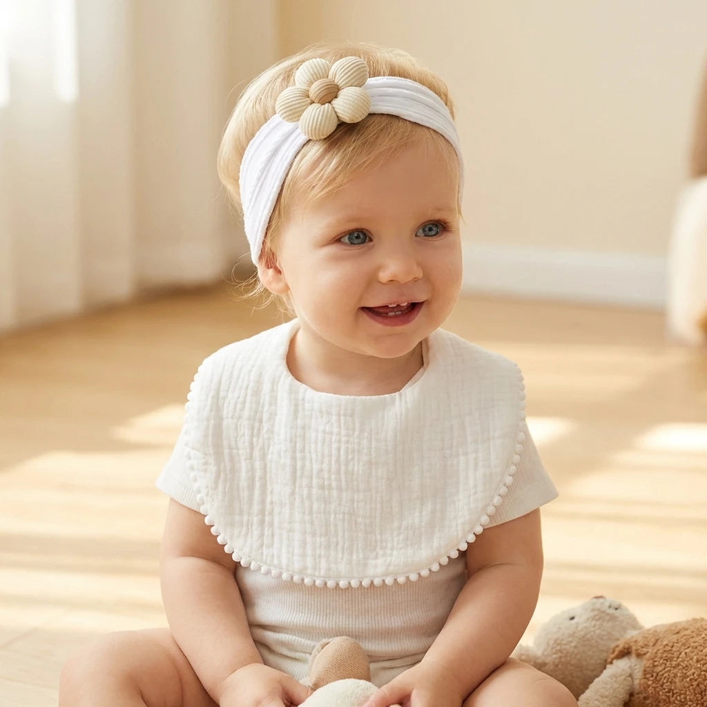 Flower Headband & Adjustable Bib Set