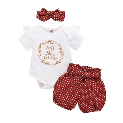 Newborn Baby Girls 3PCS Romper Set