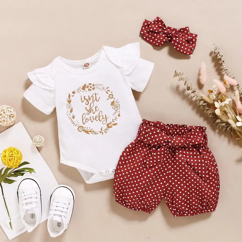 Newborn Baby Girls 3PCS Romper Set