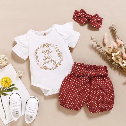 Newborn Baby Girls 3PCS Romper Set