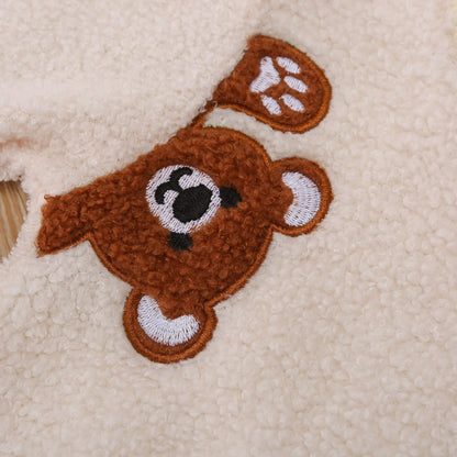 Bear Embroidered Plush Baby Onesie