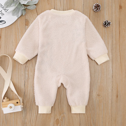 Bear Embroidered Plush Baby Onesie
