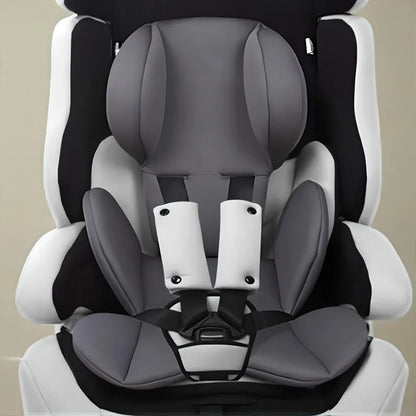 Memory foam car seat and stroller cushion in gray with safety straps