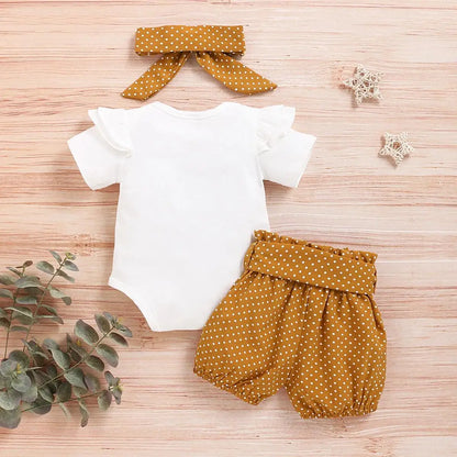 Newborn Baby Girls 3PCS Romper Set