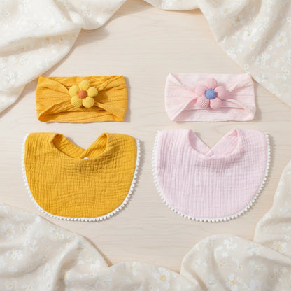 Flower Headband & Adjustable Bib Set