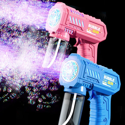 Automatic Bubble Machine Gun — 6-Hole, LED Lights (Ages 3+)