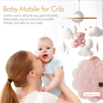 Crib Mobile Rattle Toy — Musical Baby Cot Mobile with Lights for Newborns