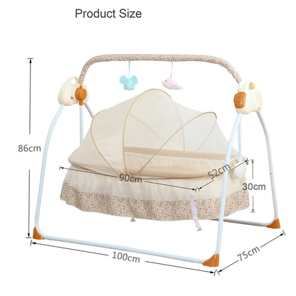 Electric Baby Swing Cradle — 5 Speeds, Bluetooth Lullabies, Remote