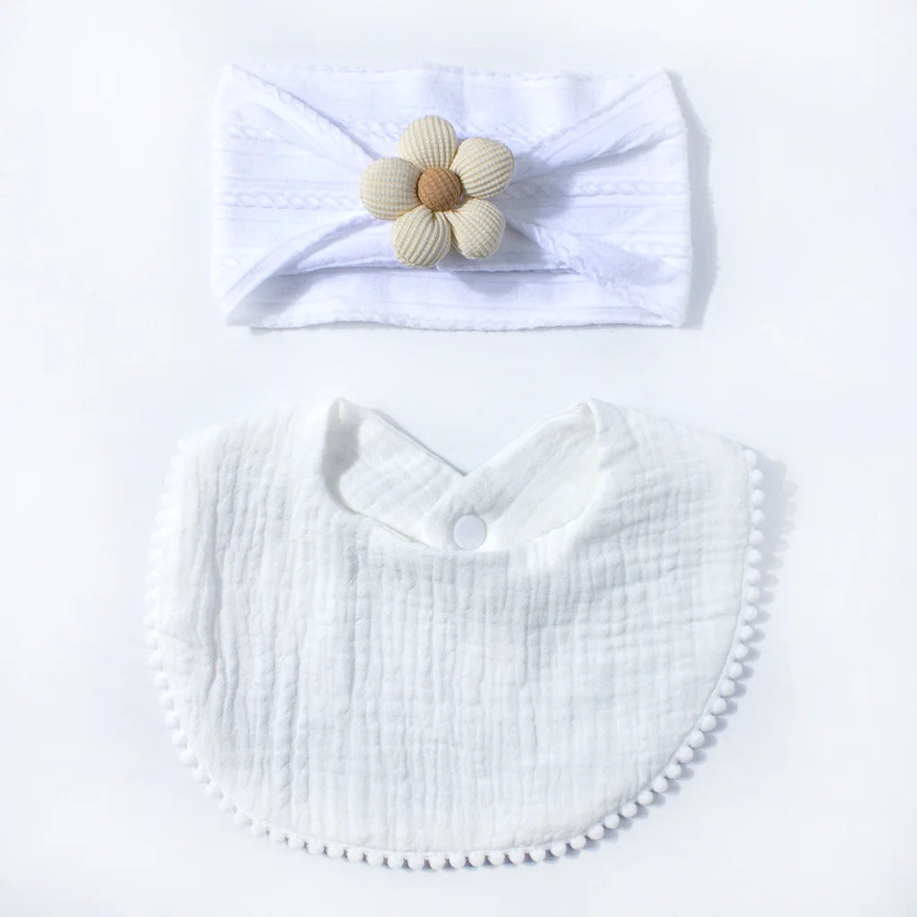 Flower Headband & Adjustable Bib Set