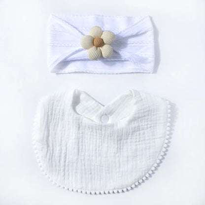 Flower Headband & Adjustable Bib Set