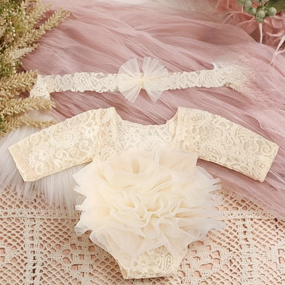 Newborn Lace Headband & Bodysuit Set