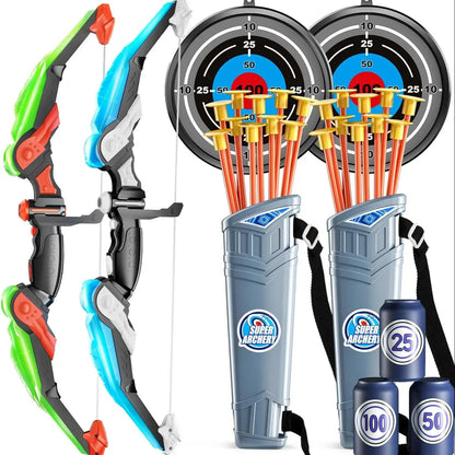 LED Light-Up Kids Archery Set — 10 Suction Arrows, Target & Quiver (Ages 4–12)