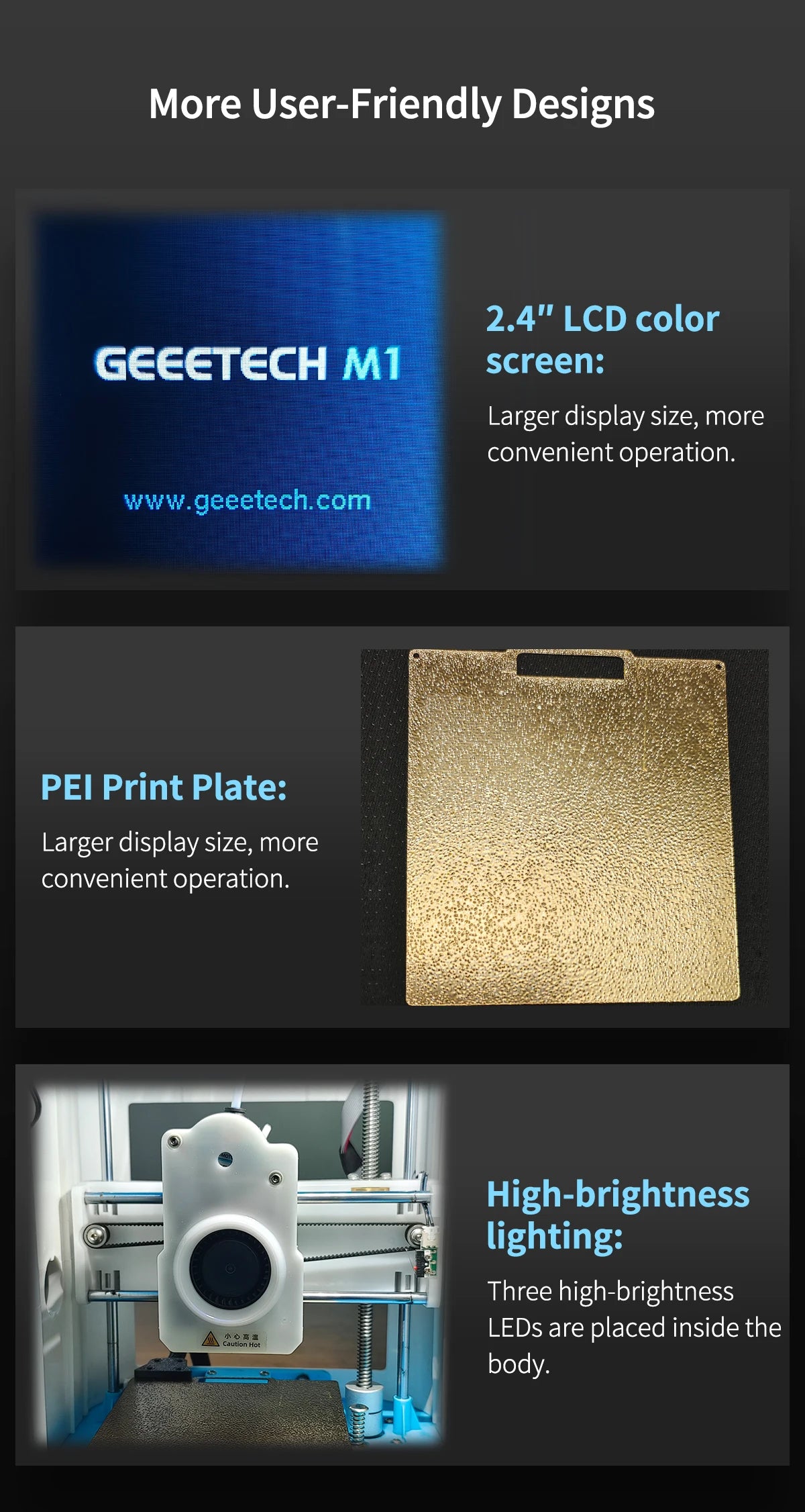 Geeetech M1S Kids 3D Printer — WiFi + Auto-Leveling, Ready Out of the Box