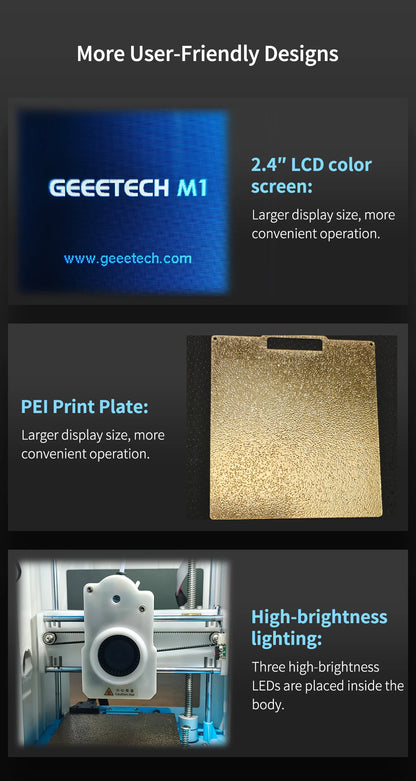 Geeetech M1S Kids 3D Printer — WiFi + Auto-Leveling, Ready Out of the Box