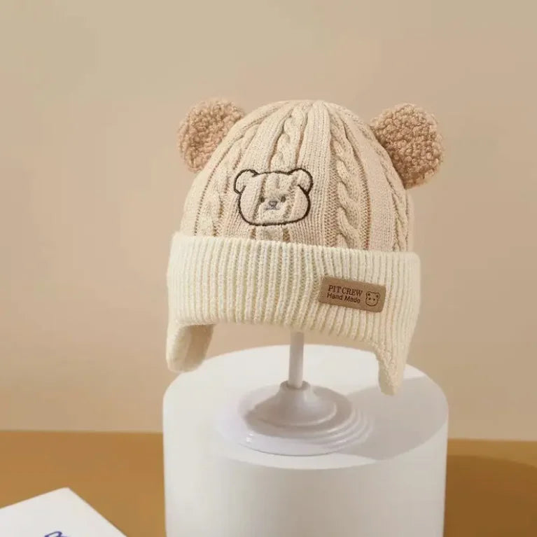 Bear Knit Baby Hat with Earflaps