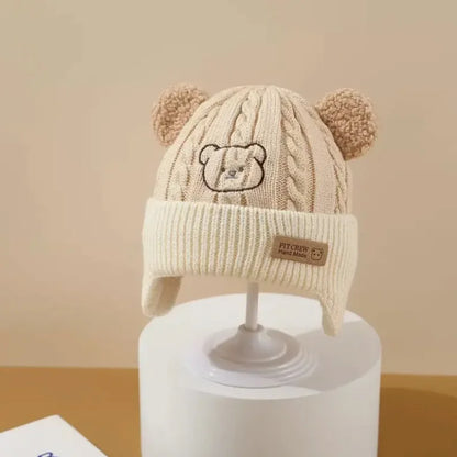 Bear Knit Baby Hat with Earflaps