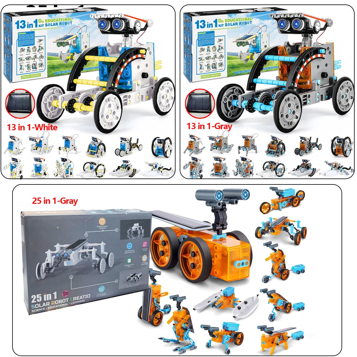 13-in-1 Solar Robot Kit | STEM Science Toy for Kids — Build 13 Solar Models